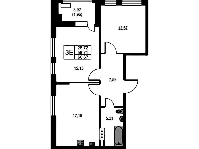 2-комнатная квартира 60.8 м², 8/10 эт., ЖК «VEREN NEXT Шуваловский»